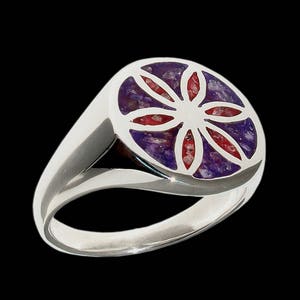 Egg Of Life Ring, Sterling Silver Aphrodite Ring, with crushed quartz ruby amethyst, All Sizes, Silveralexa