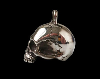 Sterling Silver Half Jaw Skull Pendant