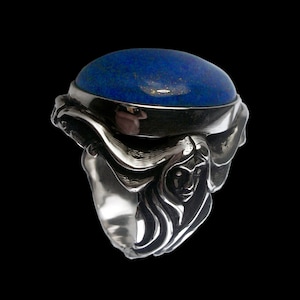 Lapis Lazuli Ring, Sterling Silver Art Nouveau Ring, with Lapis Lazuli, Art Nouveau Jewelry, All Sizes, Gift for her, Silveralexa
