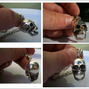 Skull Pendant, Sterling Silver Skull Pendant, Poison Pendant, Pillbox Pendant, Moveable lower Jaw, Skull Poison Pendant, Silveralexa image 4