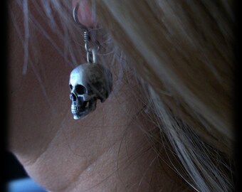 Skull Earrings Sterling Silver Skull Earrings Love to | Etsy