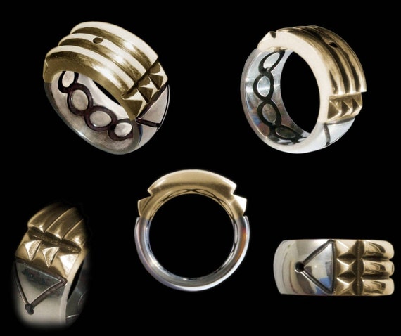 Atlantis Ring for Protection 18K Gold & 950 Silver
