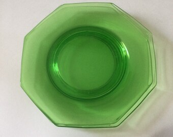 Set of 3 Green Octagon  Luncheon/Dessert/Luncheon Plates