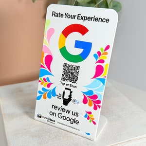 カスタムGoogleレビューQRコード表示 QRコードをタップまたはスキャンしてGoogleレビューを増やす サイン レビューを残す QR表示 Brandstand