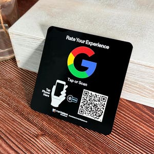 Google Review QR Code Plate Tap or Scan Increase Google Reviews NFC Tag Leave a Review Google Reviews Sign for Restaurants