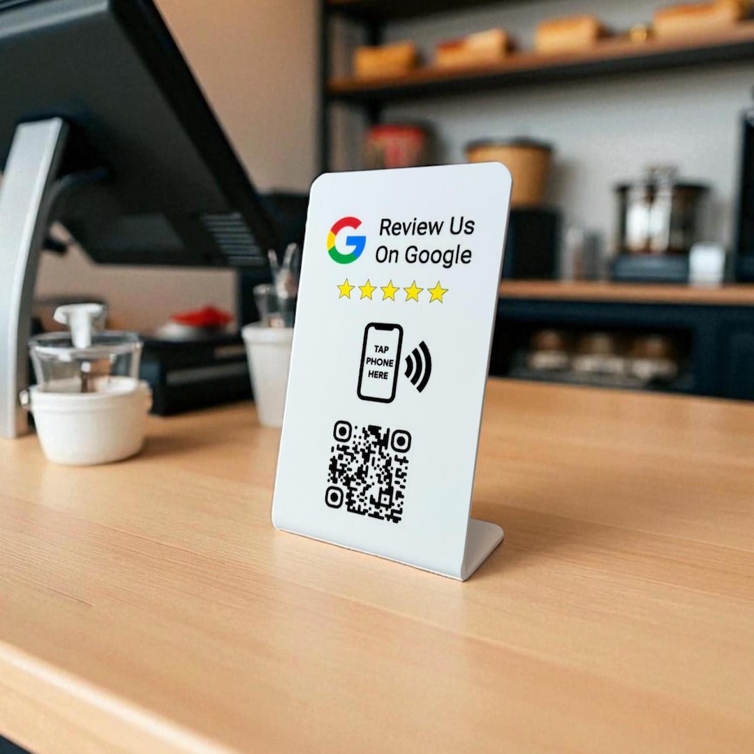 Checked Reviewed Code Google Review QR Code Sign for Countertop | Tap or Scan to Leave a ...