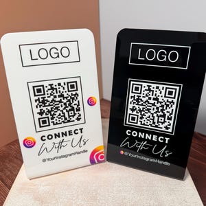 Custom Instagram QR Code Display Social Media QR Code Sign Follow Us On Instagram Sign Connect With Us Display QR Code Stand Brandstand