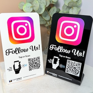Instagram QR Code Stand for Craft Show Tap or Scan to Follow Us on Instagram Stand Social Media Sign for Small Business QR Code BrandStand