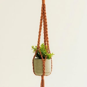 Terracotta Macrame Plant Hanger, Hanging Planter, Boho Home Decor, Rustic Cotton Pot Holder