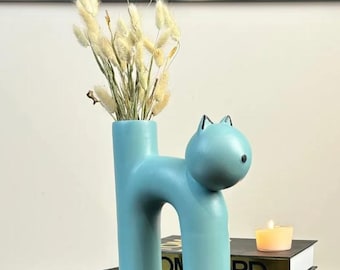 Cute Cat Shaped Vase, Cat Vase For Flowers, Ceramic Vase, Nordic Art Decor, Home Accent Gift, Gift for Cat Lovers, Ceramic Cat Vase