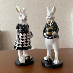 Cute Easter Bunny Figurines, Rabbit Decor, Elegant Spring Decoration, Easter Table Centerpiece, Easter Rabbit Figurine, Easter Rabbit Decor