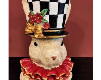 Large Rabbit Statue Vase, Bunny Figurine, Hand-Painted Rabbit Decor, Easter Rabbit Table Decoration, Easter Bunny Figurine, Rabbit Vase