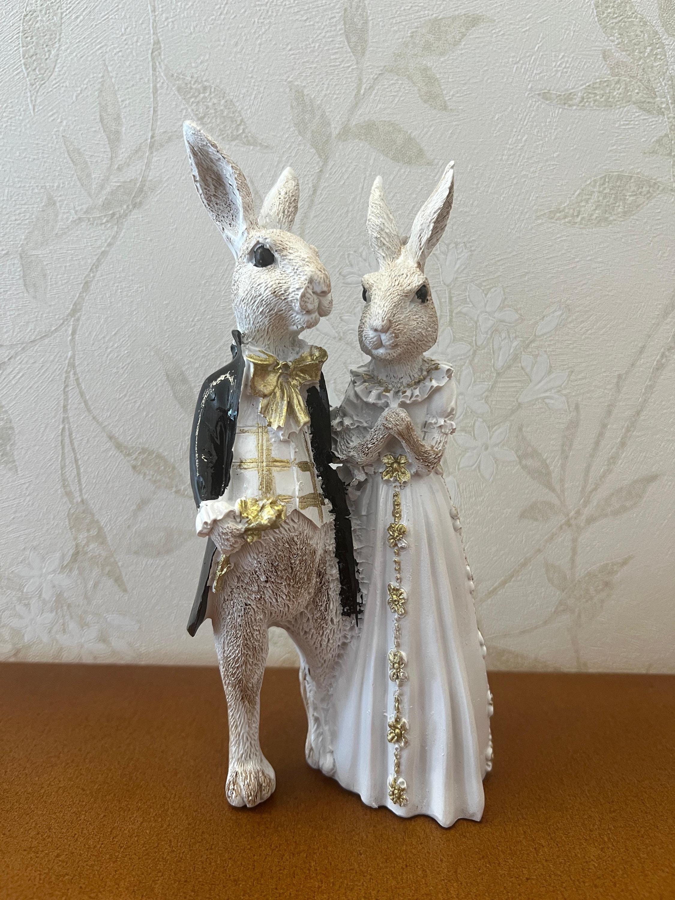 Rare Rabbit Formal Pair Vintage Rabbit Couple Wedding Figurine, Elegant Bunny Bride and Groom ...