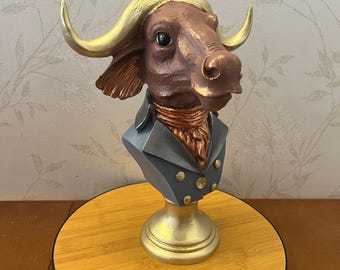 Buffalo Man Statue, Handmade Buffalo Sculpture, Buffalo Head Statue, Elegant Buffalo Head Sculpture, Buffalo Sculpture, Buffalo Man Decor