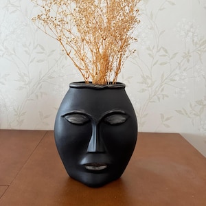 Abstract Face Vase, Modern Ceramic Planter, Minimalist Face Sculpture Pot, Unique Sculpture Vase, Artistic Face Decor, Aesthetic Indoor Pot
