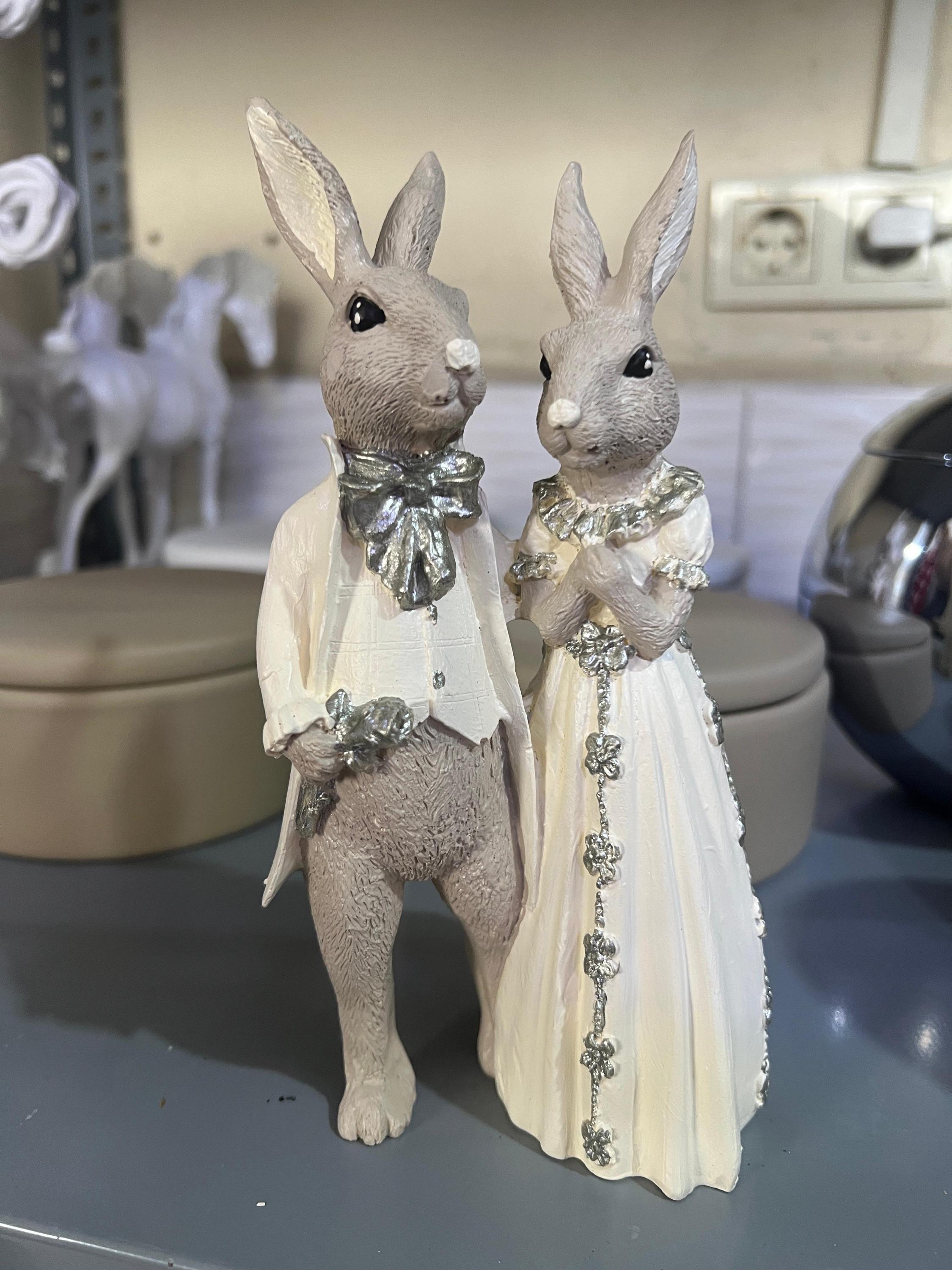 Rare Rabbit Formal Pair Vintage Rabbit Couple Wedding Figurine, Elegant Bunny Bride and Groom ...