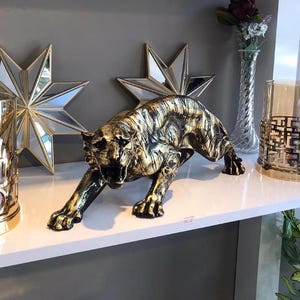 Handcrafted Tiger Sculpture, Animal Figurine, Tiger Statue, Tabletop Decor, Gift for Animal Lovers, Art Home Decor, Tiger Sculpture