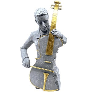 Modern Cellist Sculpture, Abstract Musician Figurine, Cello Player Statue, Music Lover Gift, Cellist Sculpture, Abstract Musician Statue