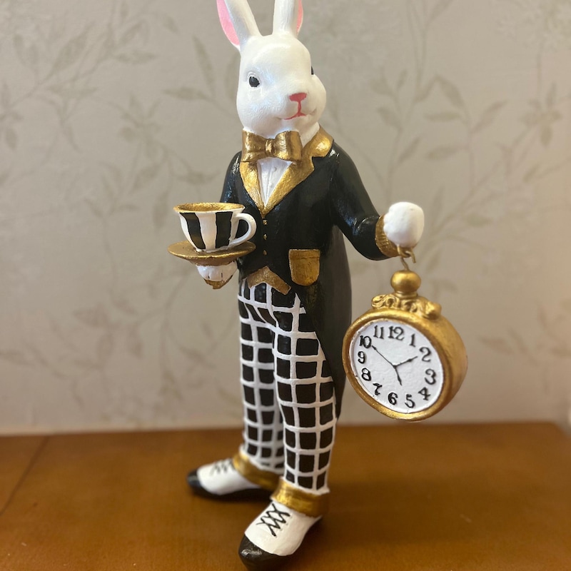Clock Rabbit Bon Rabbit With Clock Figurine - Etsy