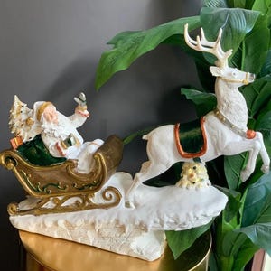Santa Claus Reindeer Sleigh Figurine, Santa Sleigh Christmas , Santa Claus Figurine, Christmas Gift, Decorative Santa Reindeer Sleigh
