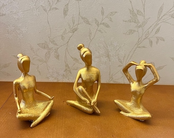 Abstract Yoga Figurines Set of 3, Zen Art Sculptures, Yoga Pose Tabletop Decor, Meditation Sculpture set, Yoga Figurine, Meditation Figurine