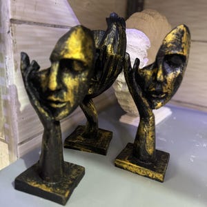 Abstract Face Figurines, Abstract Face Sculpture, Hand and Face Statue, Gift For Art Lovers, Modern Face Decor, Modern Face Sculpture