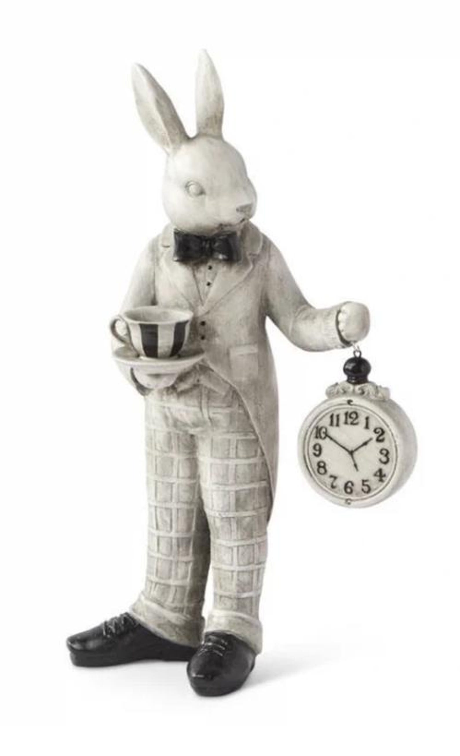 Alice in Wonderland Tea Time Rabbit Figurine, Rabbit Statue With Clock ...