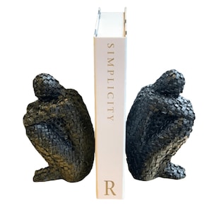 Artistic Bookends Set of 2, Modern Decorative Bookends, Polyester Bookends , Unique Bookends, Home Library Bookends, Thinker Bookends
