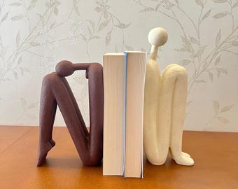 Abstract Bookends Set of 2, Modern Figurines for Shelf or Desk Decor, Abstract Bookends, Modern Bookshelf Decor, Polyester Bookend Set