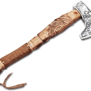 Splitting Axe, 21&quot; Camping Chopping Hatchet for Firewood Splitting, Forged Carbon Steel Norse Viking Axe