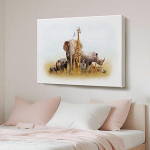Animal Kingdom Decorative Canvas Painting, Wall Decor Gift for Nature Enthusiasts, Animal Canvas Wall Decor, Large Wall Art