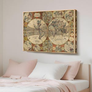 Vintage Retro Weltkarte Gemälde, Housewarming Geschenke, große Wandbehang, Leinwand Raumdekor, Leinwand Wandkunst, Wohnkultur Leinwand