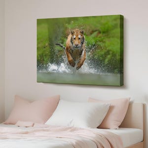 Running Tiger Decorative Canvas Painting, Large Wall Art, Animal Modern Wall Art, Animal Canvas Wall Art, Animal Canvas Wall Decor