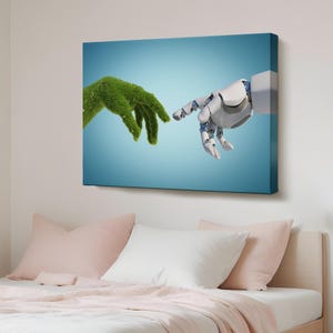 Nature And Technology Abstract Decorative Canvas Wall Art, Surreal Canvas Wall Art, Surreal Canvas Print, Surreal Modern Wall Decor