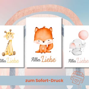 Gratulationskarten, Glückwunschkarten für Kinder, Taufe und Geburtstage, Postkarten mit Tiermotiven, digitale Karten für besondere Anlässe