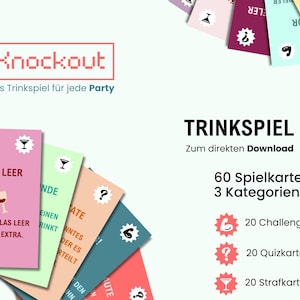 KNOCKOUT 飲酒ゲーム、パーティーゲーム、60枚トランプ、誕生日、パーティー、JGA、大人向けカードゲーム、ギフトアイデア18、ギフト男性女性、デジタル