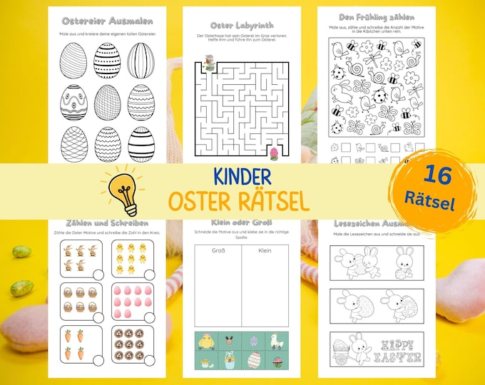 Oster Rätsel Kinder 4–6 | Zählen & Logik Arbeitsblatt | Suchspiele