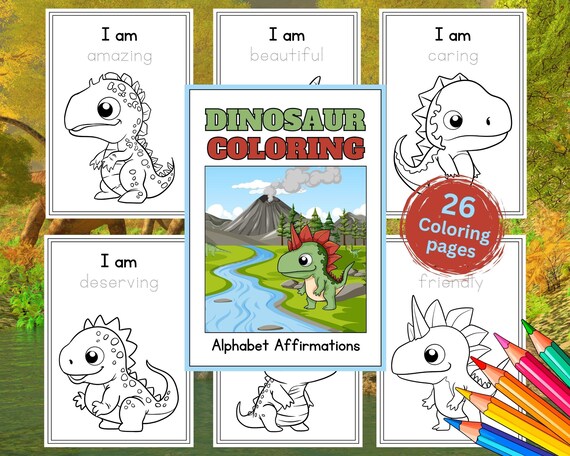 Süße Dinosaurier Malvorlagen für Kinder, Malvorlagen Dinosaur Alphabet, Malbuch Kinder, 26 Dinosaurier Bilder zum Herunterladen Ausdrucken