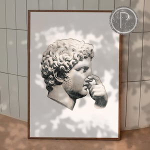 Stinky - Cyfrowa sztuka ścienna | estetyczny wystrój domu, zabawny śmierdzący wydruk w łazience, statua trzymająca nos, pobieranie cyfrowe, drukowana sztuka ścienna