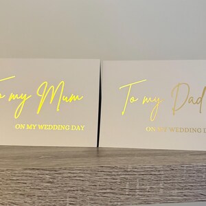 To My Mum Dad Karten, Folienkarte, Hochzeitskarte, Hochzeitstag, Folie Metallic, Grußkarte, On My Wedding Day, Mum, Dad, A6