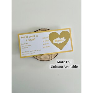Personalisiertes Foil Ticket, Show Ticket, Scratch Reveal, Ereigniskarte, Überraschungskarte, Show Reveal, Events, Geschenk, Gegenwart, zu einer Show gehen
