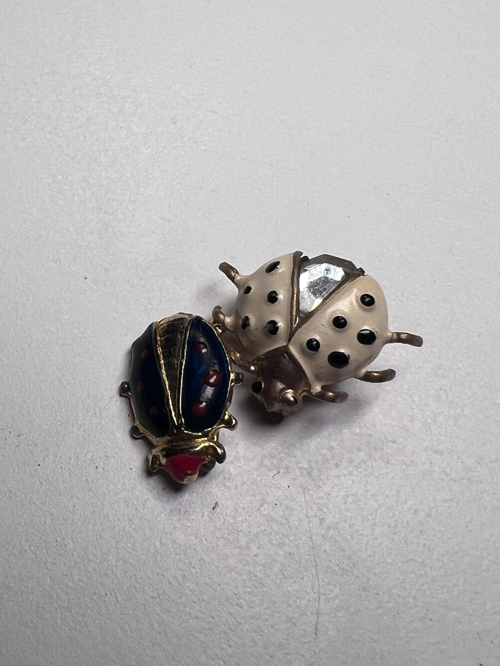 1960s Enameled Beetle Bug Vintage Brooch Pin, AB Rhinestone Accent ...