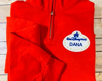 Cast Member Disney name tag quarter zip