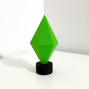 Sims Plumbob Statue – Perfect Gamer Gift | Green Crystal Gem Decor | Iconic Game Room Decoration Idea | Christmas | Birthday Gift Fan Art