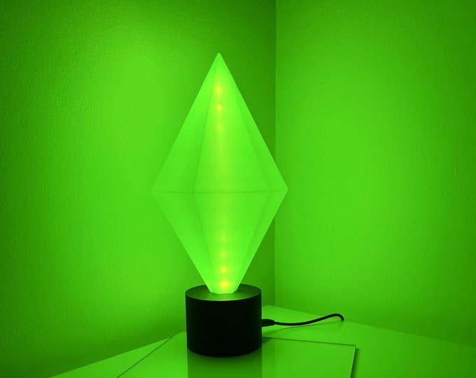 Sims Plumbob LED Lamp | Green Crystal Gem | Gamer | Gaming Decor Idea | Birthday Gifts | Christmas | Fan Art | Lighting | Handcrafted Decor