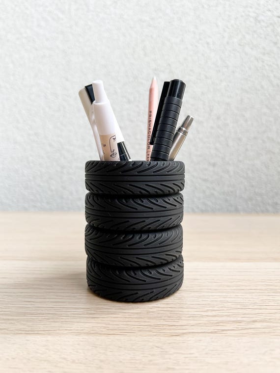 Tire Stack Pen Holder | For Car Guy | Mechanic | RC Drivers | Desk Organizer | Fathers Day Gift | Car Decor Idea | Garage & Office Organizer