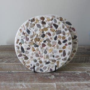 Set onderzetters van natuursteen en cement: keukenpannenlappen, 8&quot;