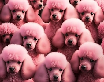 Pink Poodle Art Print Digital Download