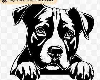 Pitbull Svg, American Pit Bull Svg, Pitbull Clipart, Pitbull Vector, Pitbull Cricut, Dog Paw Svg, Pitbull Cut File, Dog Svg Pitbull Peeking