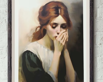 Lady Malerei Badezimmer Kunst lustige klassische Malerei Poster Druck Digital Download druckbare Kunst Vintage Midcentury Toilette Humor amüsant Geschenk